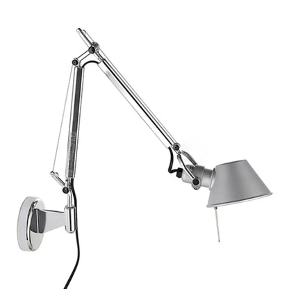 Industrial Silver Aluminum Adjustable Swing Arm Wall Light