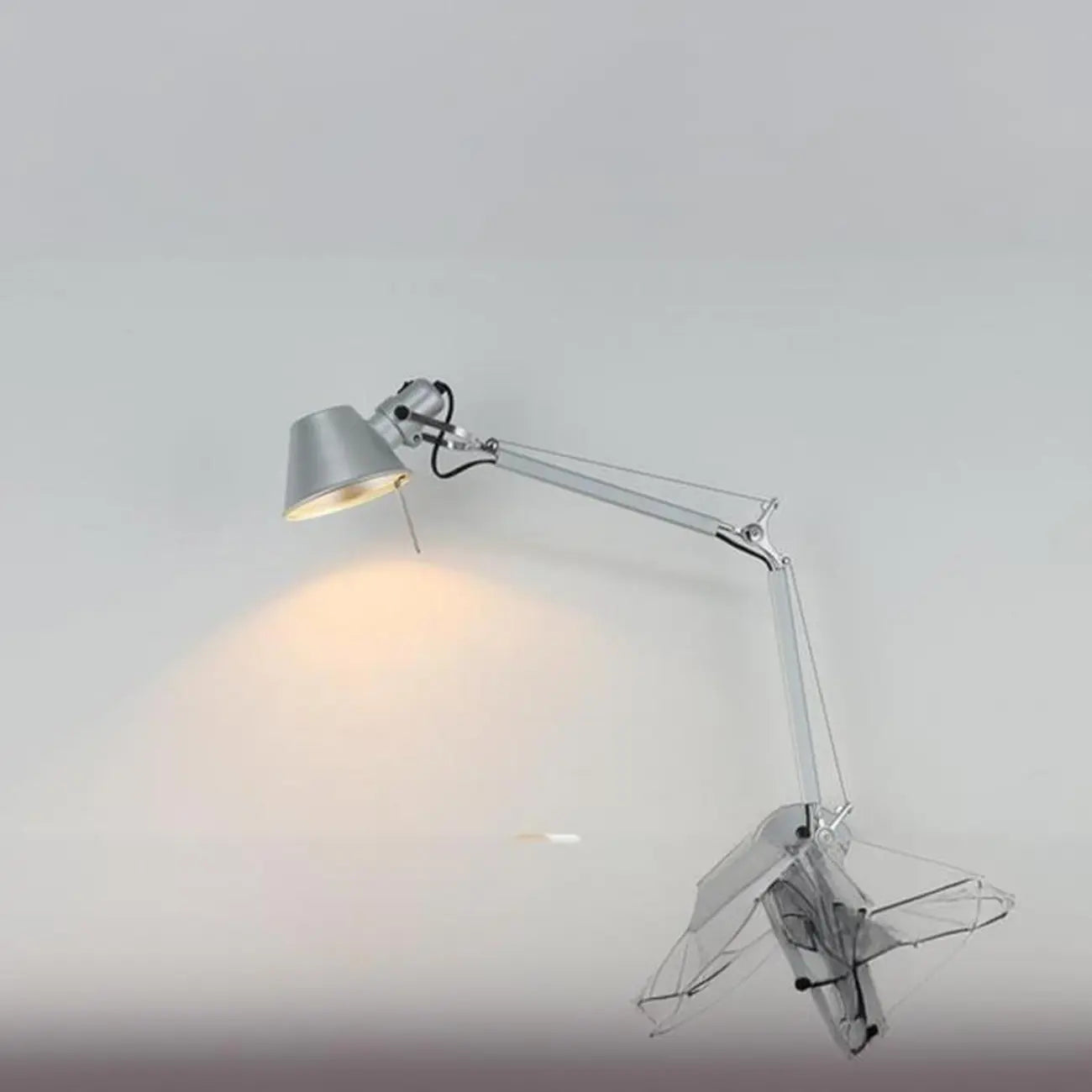 Industrial Silver Aluminum Adjustable Swing Arm Wall Light