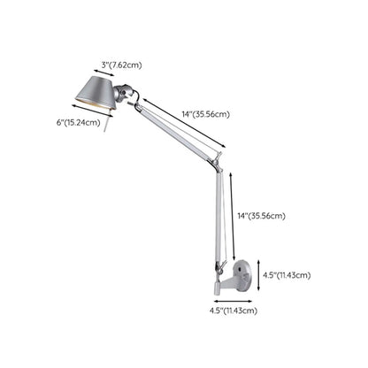 Industrial Silver Aluminum Adjustable Swing Arm Wall Light