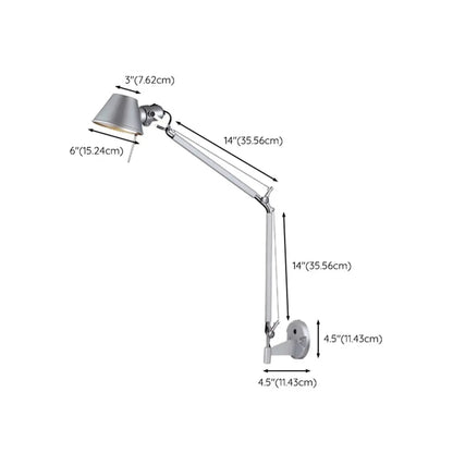 Industrial Silver Aluminum Adjustable Swing Arm Wall Light
