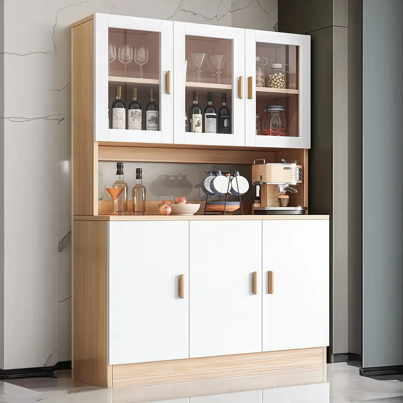 Large Wooden Acrylic Display Storage Adjustable Buffet Cabinet