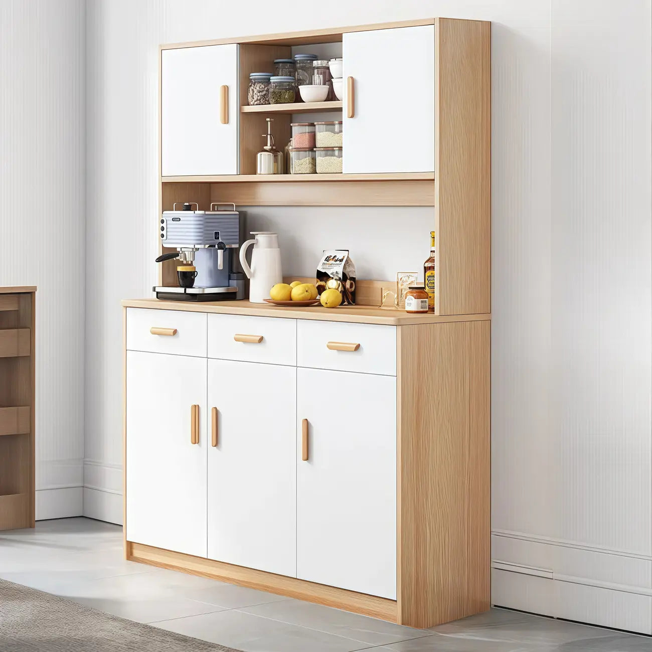 Large Wooden Acrylic Display Storage Adjustable Buffet Cabinet