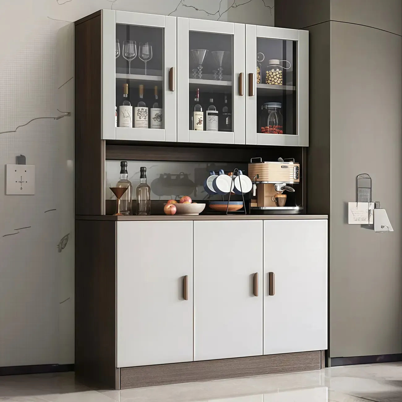 Large Wooden Acrylic Display Storage Adjustable Buffet Cabinet