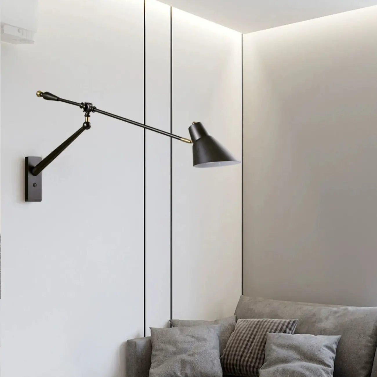 Geometric Metal Adjustable Swing Arm Wall Light