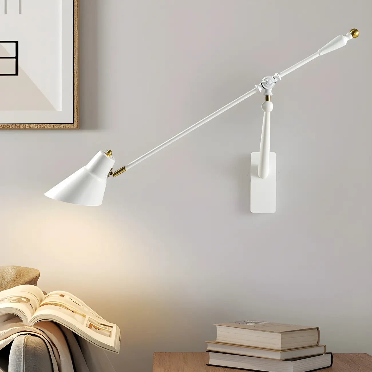 Geometric Metal Adjustable Swing Arm Wall Light