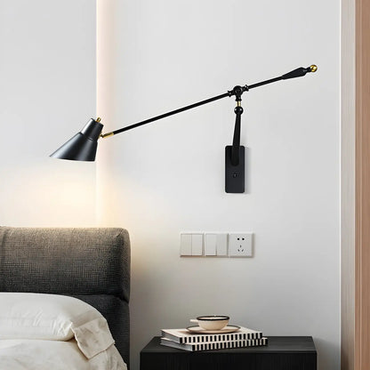 Geometric Metal Adjustable Swing Arm Wall Light