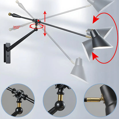 Geometric Metal Adjustable Swing Arm Wall Light