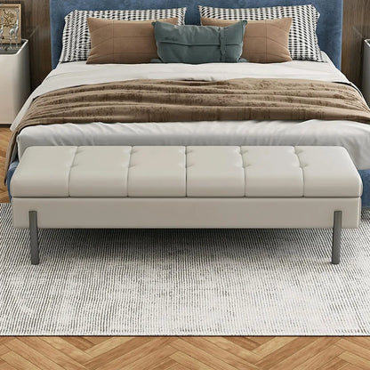 Modern Grey Upholstered Bedroom Bench with Hidden Storage