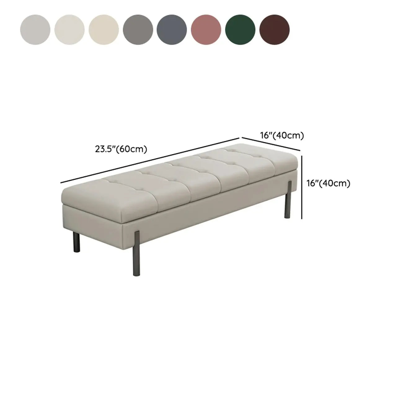 Modern Grey Upholstered Bedroom Bench with Hidden Storage