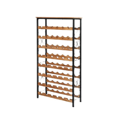 48 Bottle 8 Tier Wine Bottle Rack Freestanding Floor with Wooden Top