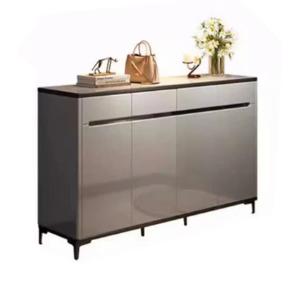 Sleek Entryway Wooden Shoe Storage Cabinet with Glass Top