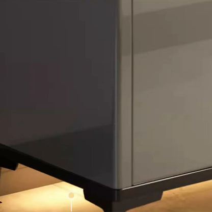 Sleek Entryway Wooden Shoe Storage Cabinet with Glass Top