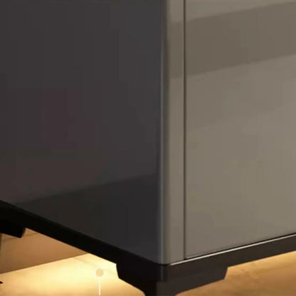 Sleek Entryway Wooden Shoe Storage Cabinet with Glass Top