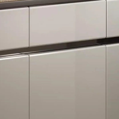 Sleek Entryway Wooden Shoe Storage Cabinet with Glass Top