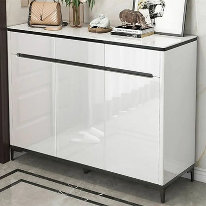 Sleek Entryway Wooden Shoe Storage Cabinet with Glass Top