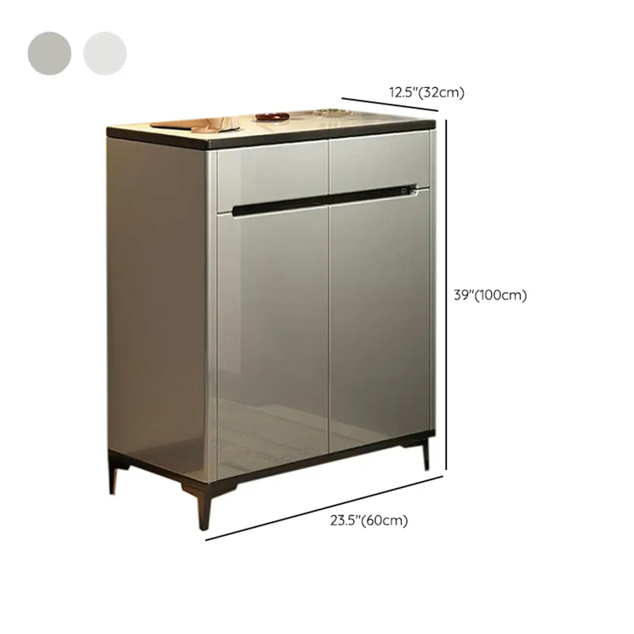 Sleek Entryway Wooden Shoe Storage Cabinet with Glass Top