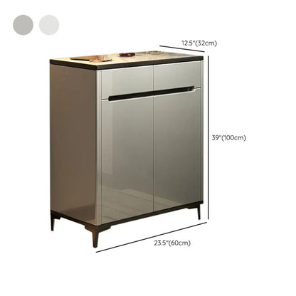 Sleek Entryway Wooden Shoe Storage Cabinet with Glass Top