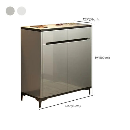 Sleek Entryway Wooden Shoe Storage Cabinet with Glass Top