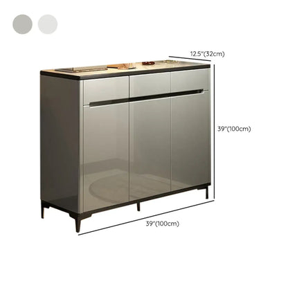 Sleek Entryway Wooden Shoe Storage Cabinet with Glass Top