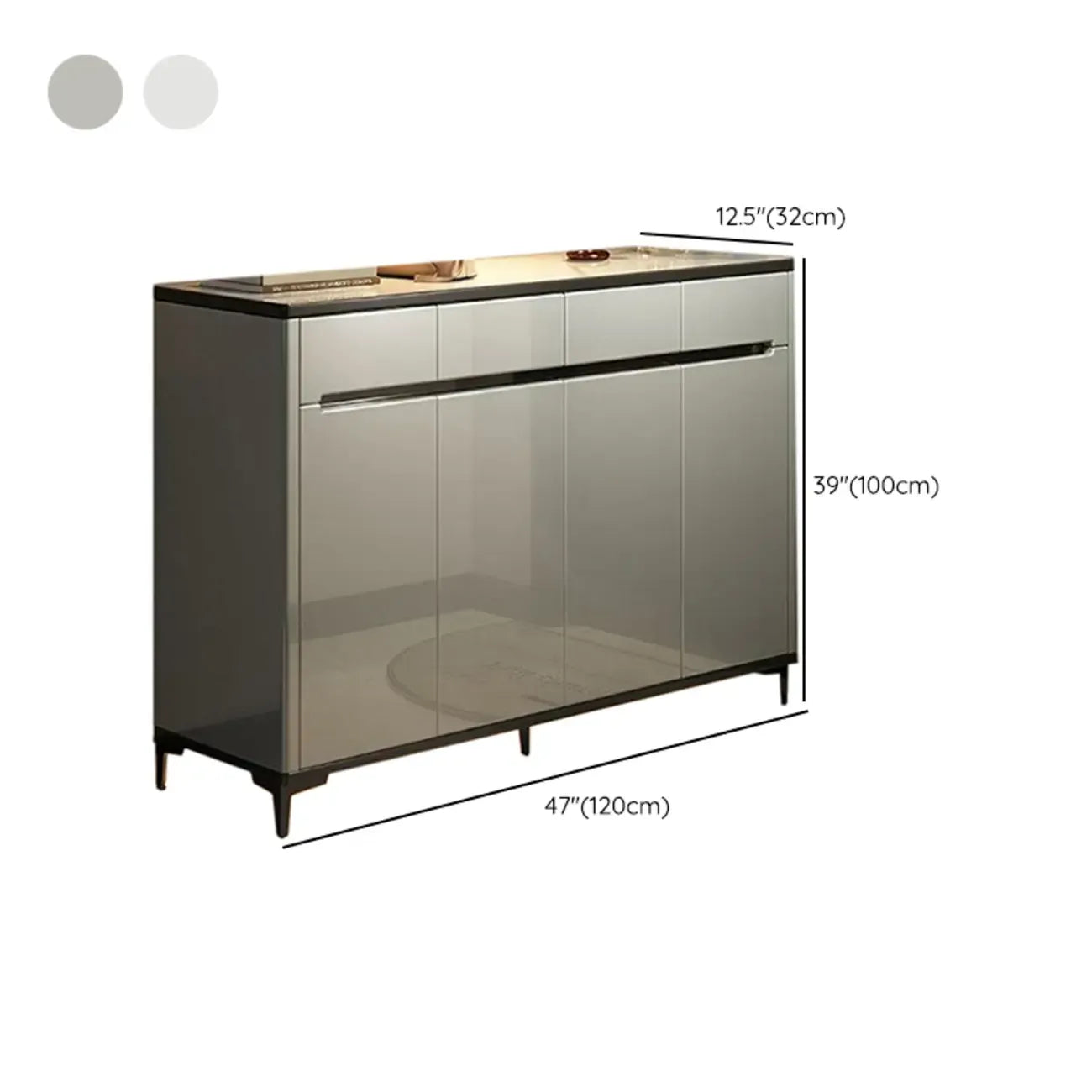 Sleek Entryway Wooden Shoe Storage Cabinet with Glass Top