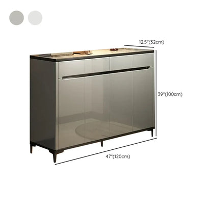 Sleek Entryway Wooden Shoe Storage Cabinet with Glass Top