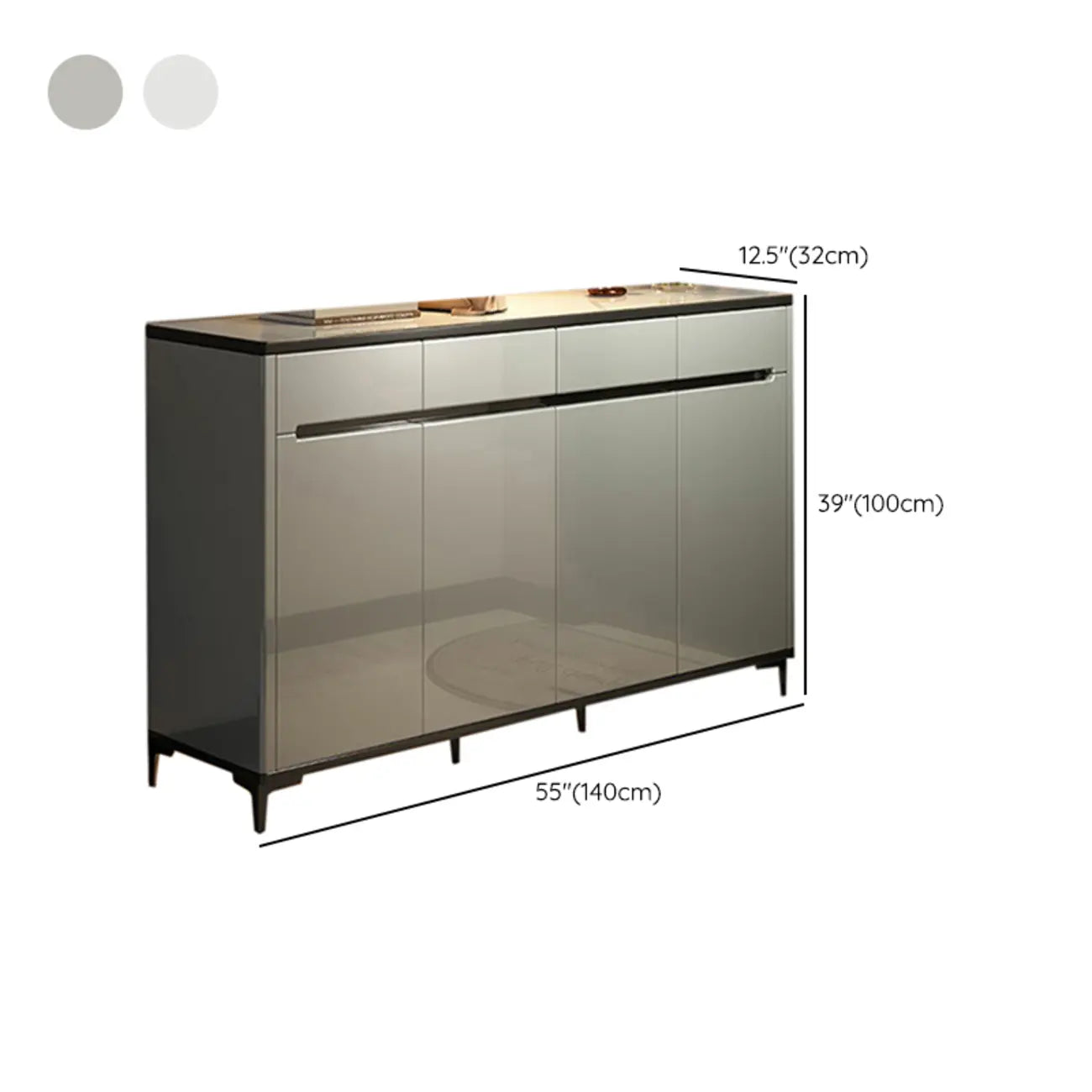 Sleek Entryway Wooden Shoe Storage Cabinet with Glass Top