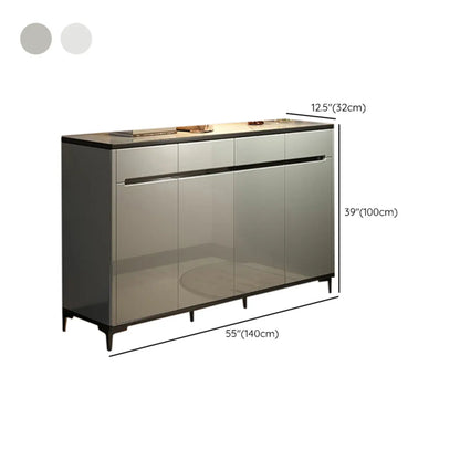 Sleek Entryway Wooden Shoe Storage Cabinet with Glass Top