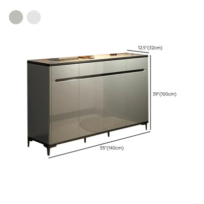 Sleek Entryway Wooden Shoe Storage Cabinet with Glass Top