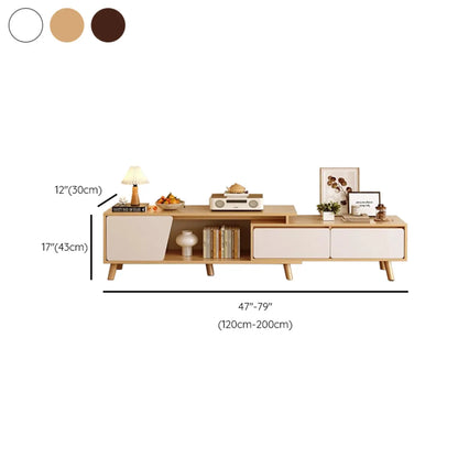 78.7 Natural Wood Open Storage Drawers TV Stand with Legs