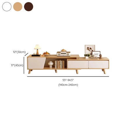 78.7 Natural Wood Open Storage Drawers TV Stand with Legs