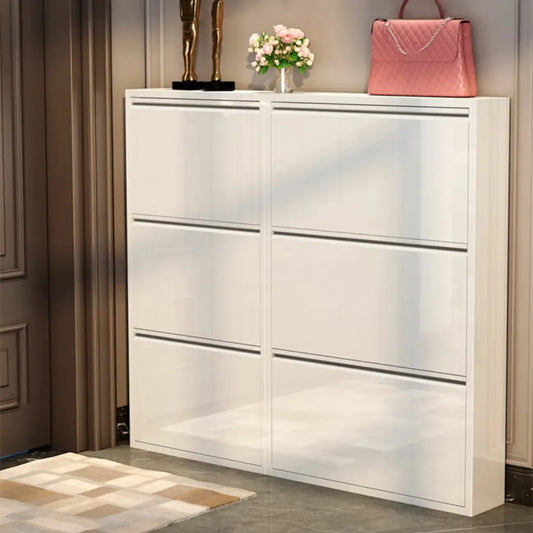 Gloss Black Wall Mounted Wooden Slim Drop Front Shoe Cabinet