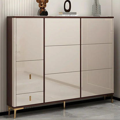 Rectangular Wood Entryway Beige Shoe Storage Cabinet