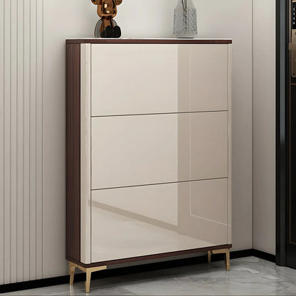 Rectangular Wood Entryway Beige Shoe Storage Cabinet