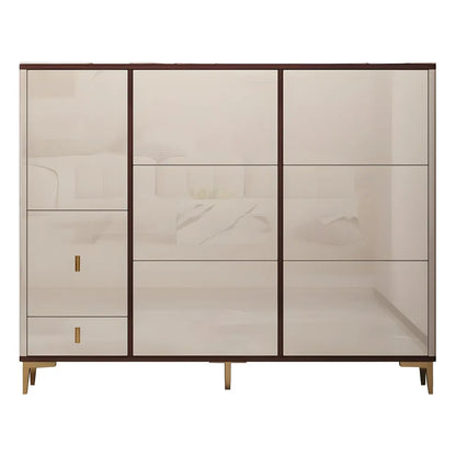 Rectangular Wood Entryway Beige Shoe Storage Cabinet