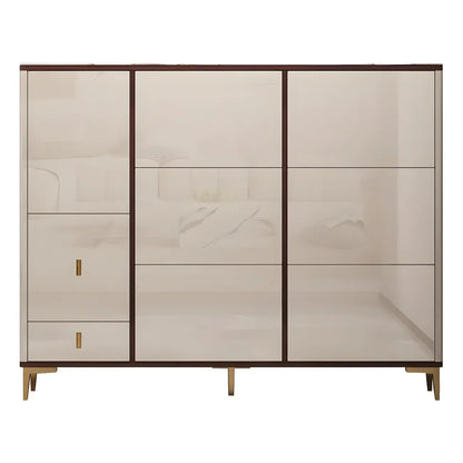 Rectangular Wood Entryway Beige Shoe Storage Cabinet