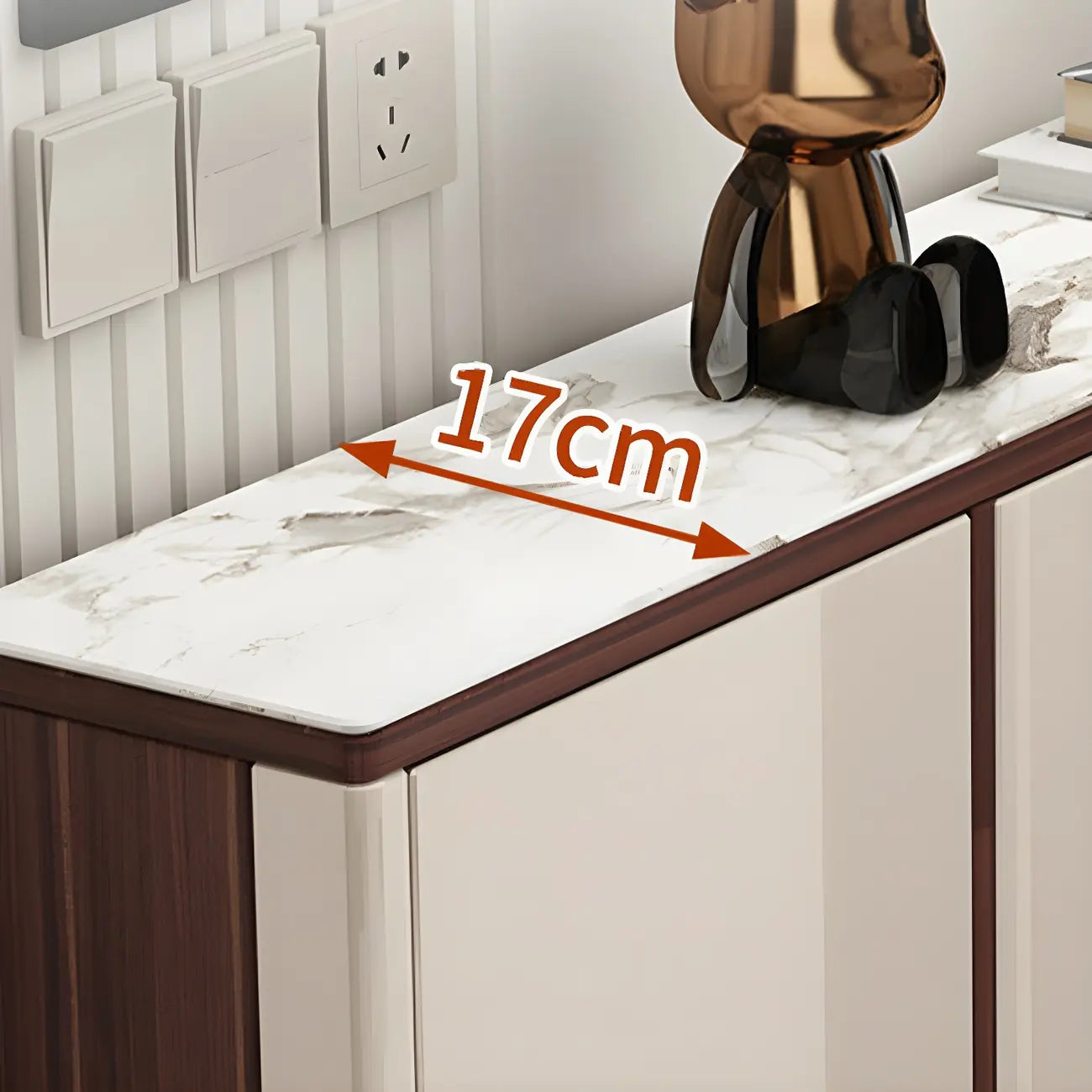 Rectangular Wood Entryway Beige Shoe Storage Cabinet