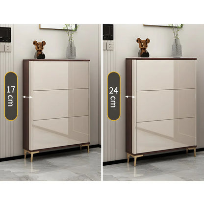 Rectangular Wood Entryway Beige Shoe Storage Cabinet