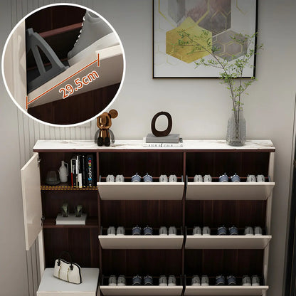 Rectangular Wood Entryway Beige Shoe Storage Cabinet