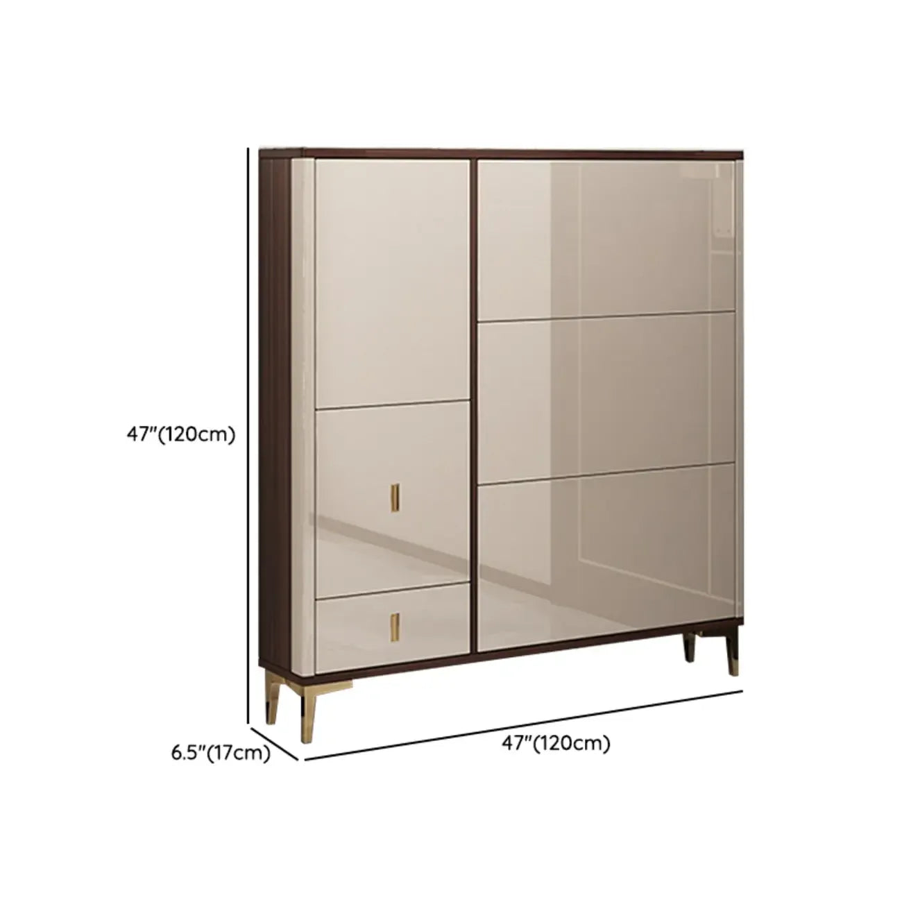 Rectangular Wood Entryway Beige Shoe Storage Cabinet