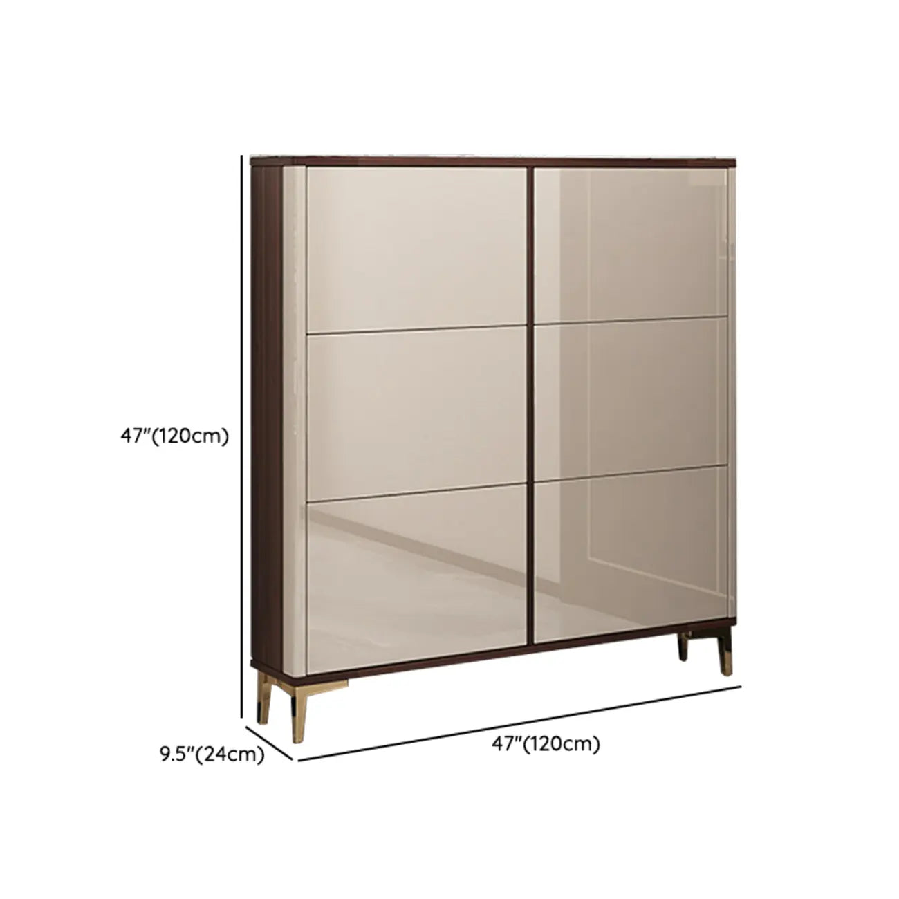 Rectangular Wood Entryway Beige Shoe Storage Cabinet