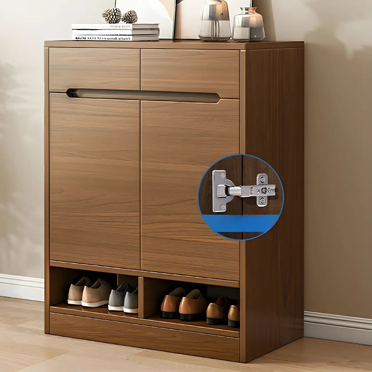 Entryway Adjustable Wooden Shoe Storage Cabinet with Doors