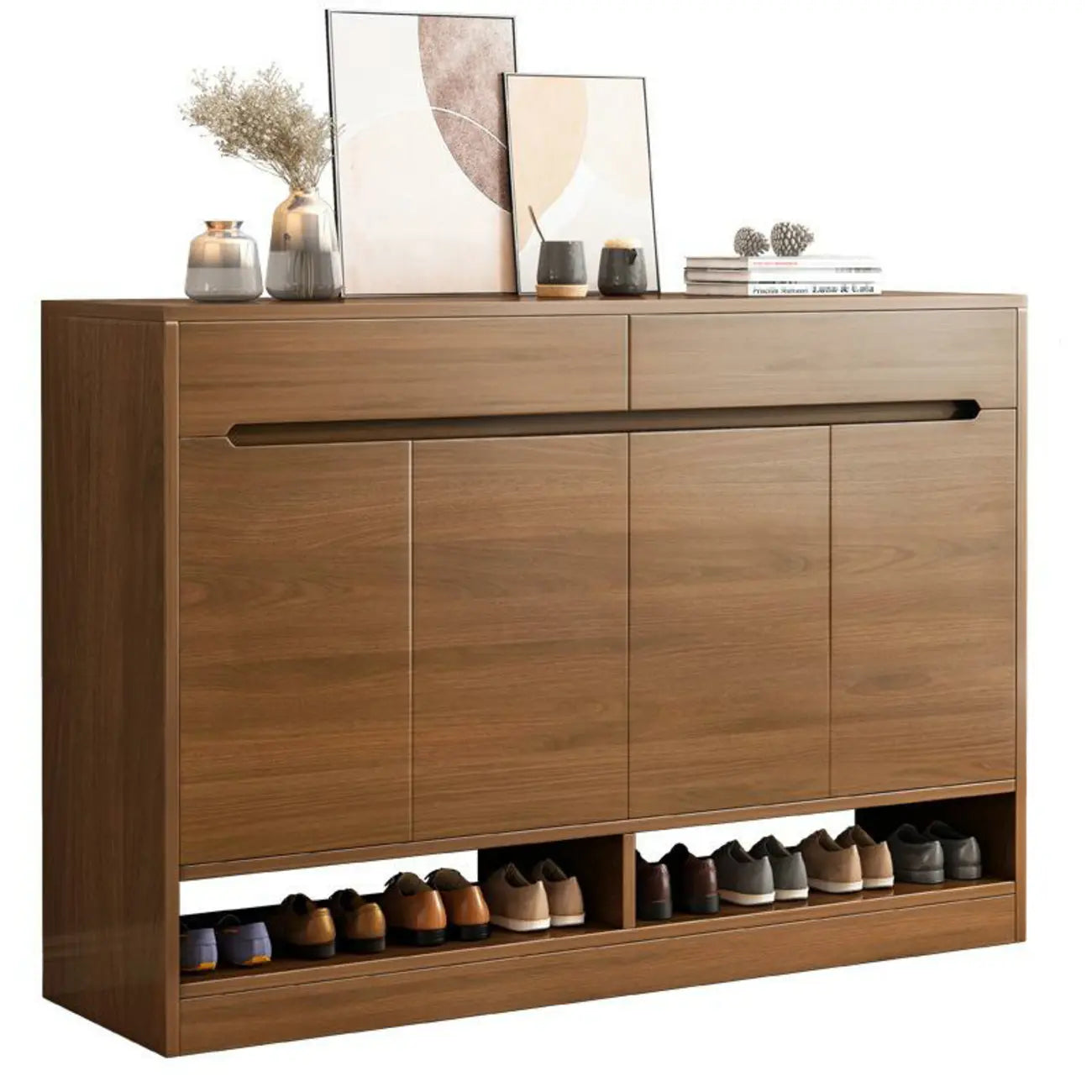 Entryway Adjustable Wooden Shoe Storage Cabinet with Doors