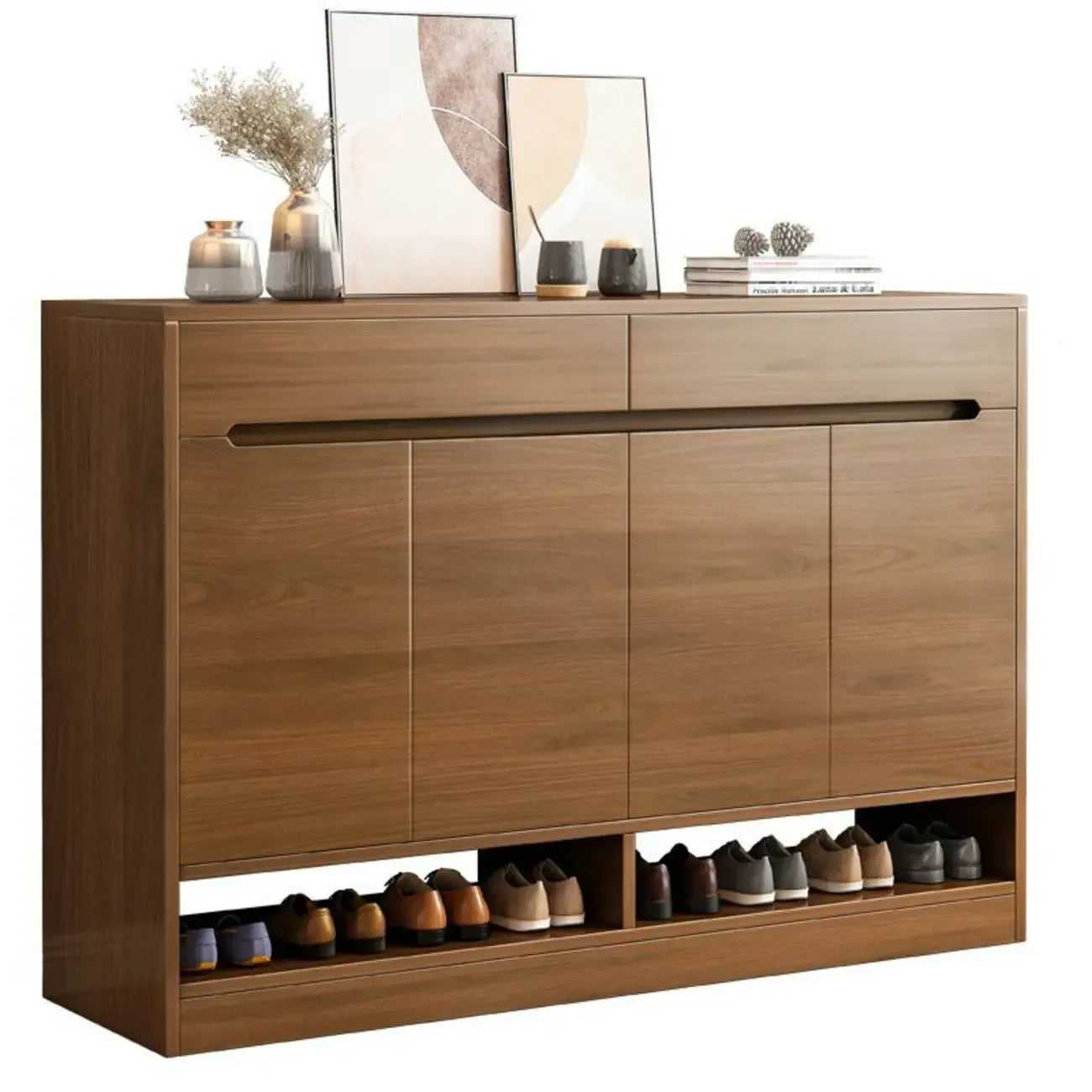 Entryway Adjustable Wooden Shoe Storage Cabinet with Doors