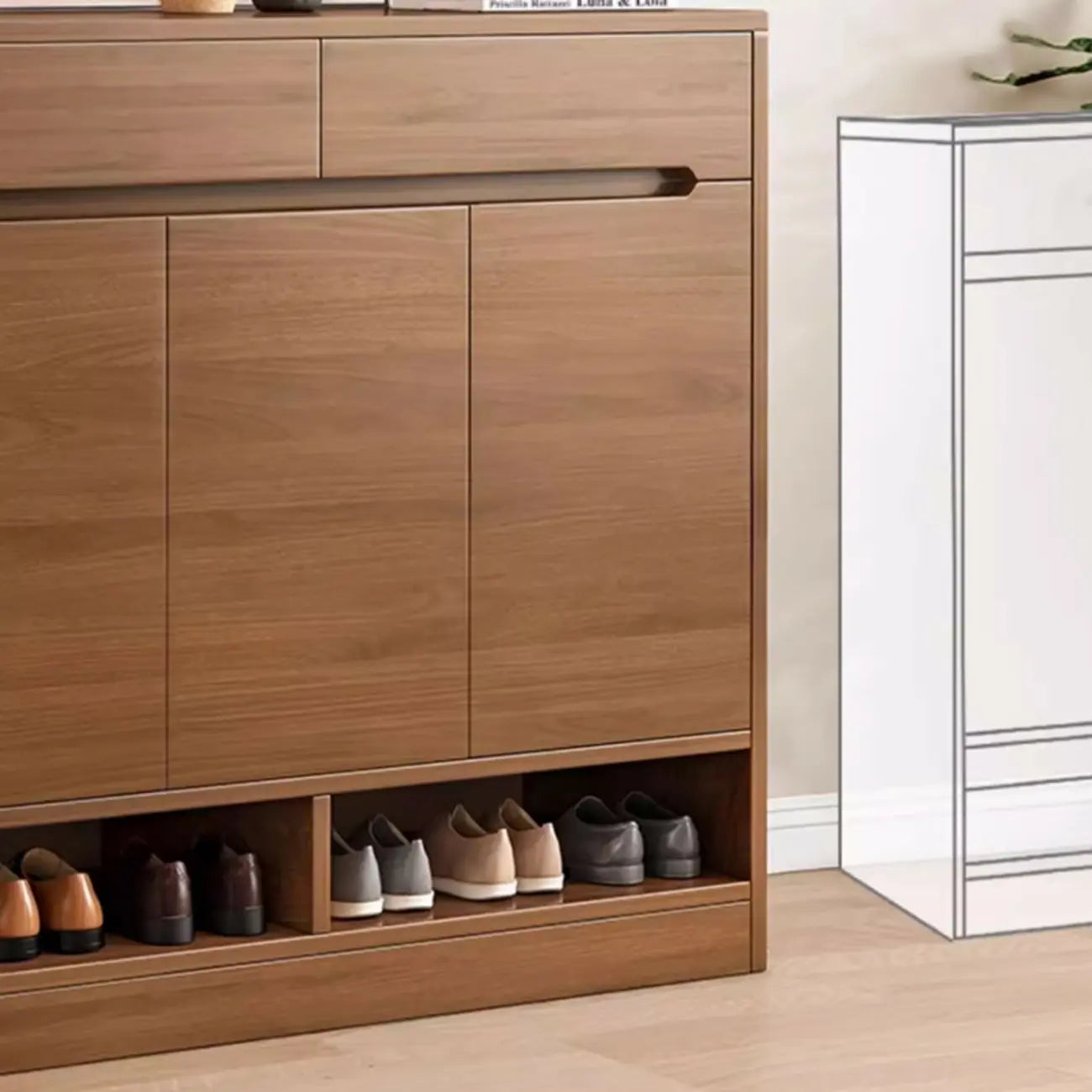 Entryway Adjustable Wooden Shoe Storage Cabinet with Doors