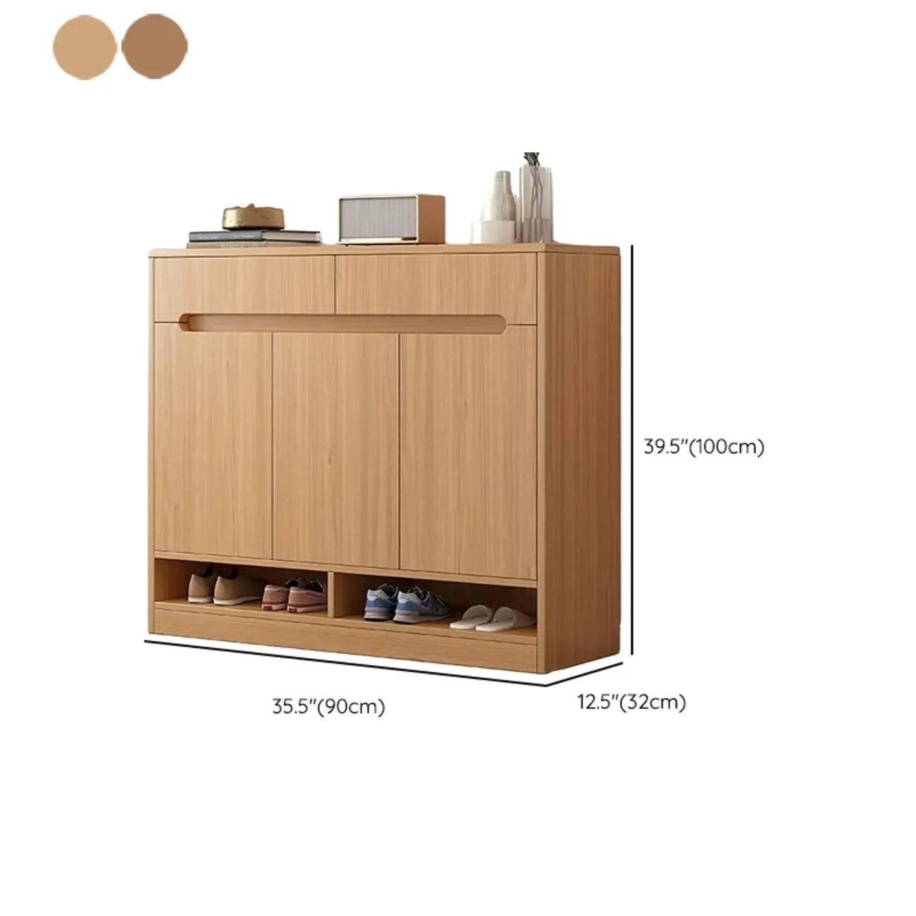 Entryway Adjustable Wooden Shoe Storage Cabinet with Doors