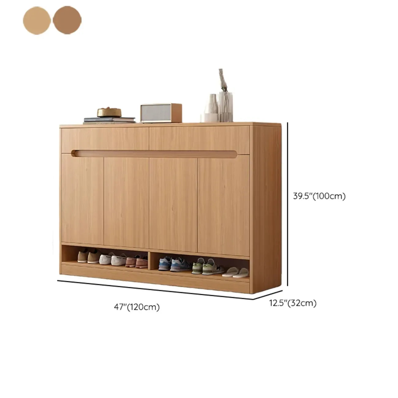 Entryway Adjustable Wooden Shoe Storage Cabinet with Doors