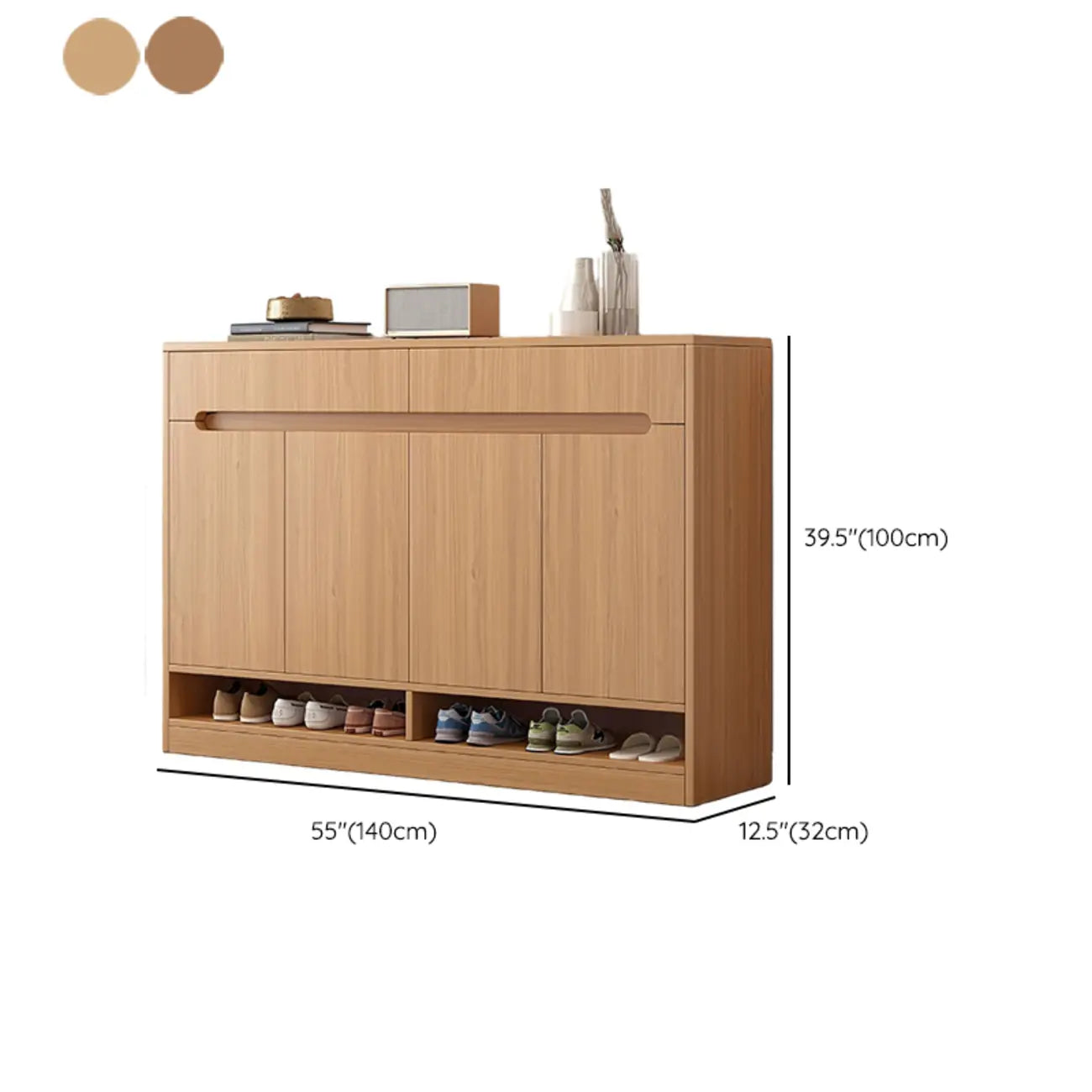 Entryway Adjustable Wooden Shoe Storage Cabinet with Doors