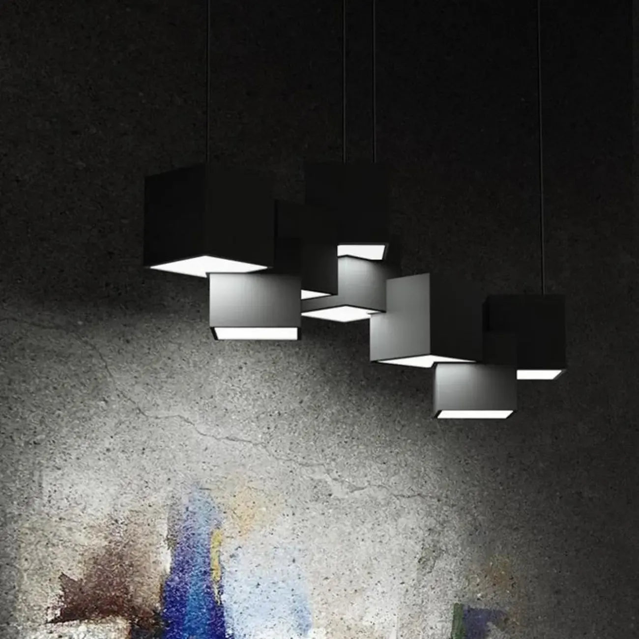 White Cube Modern Island Pendant Light, Adjustable