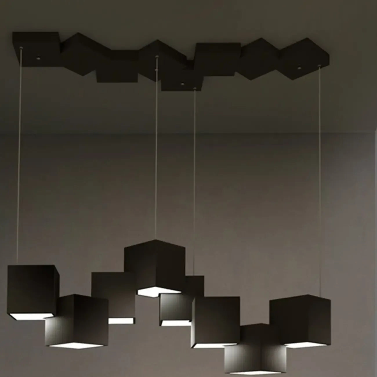 White Cube Modern Island Pendant Light, Adjustable