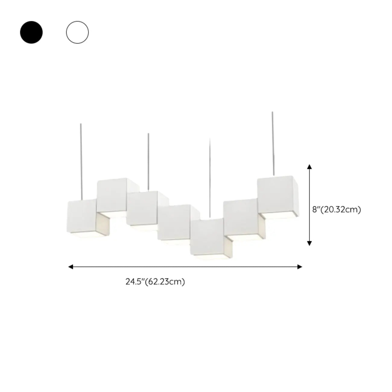 White Cube Modern Island Pendant Light, Adjustable